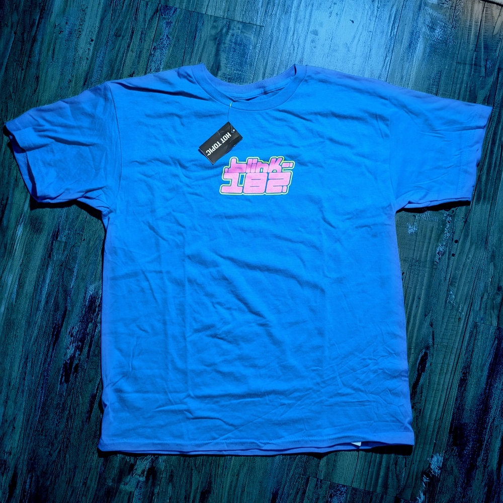 Hot Topic Blink-182 Pink Logo Blue Cotton Graphic Women's L T-Shirt